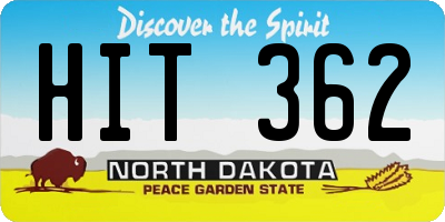 ND license plate HIT362