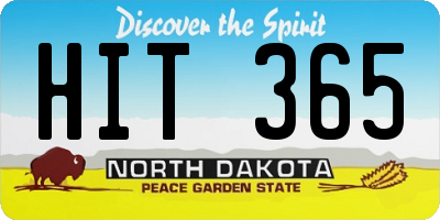 ND license plate HIT365