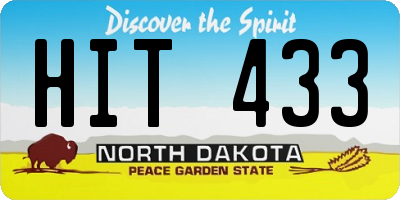 ND license plate HIT433