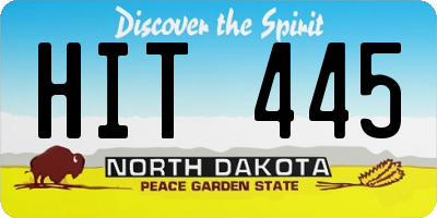 ND license plate HIT445