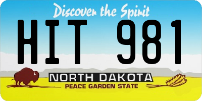 ND license plate HIT981