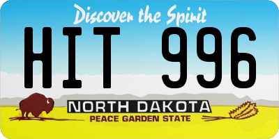 ND license plate HIT996