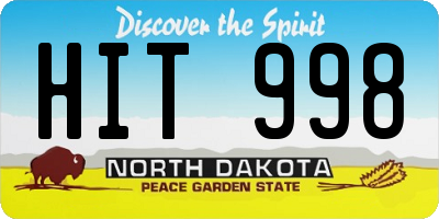 ND license plate HIT998