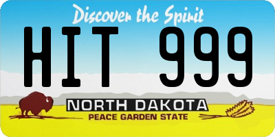 ND license plate HIT999