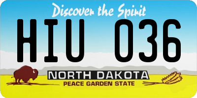 ND license plate HIU036