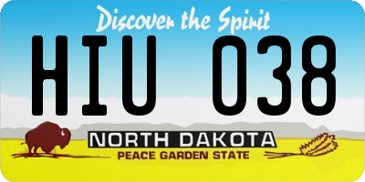 ND license plate HIU038