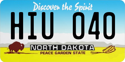 ND license plate HIU040