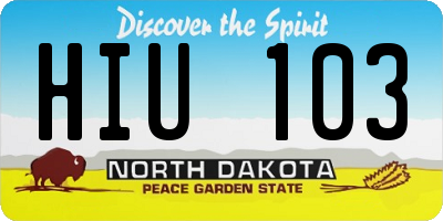 ND license plate HIU103