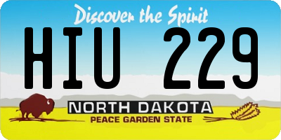 ND license plate HIU229