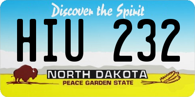 ND license plate HIU232
