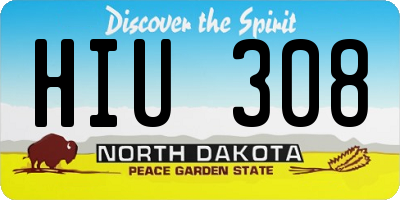 ND license plate HIU308