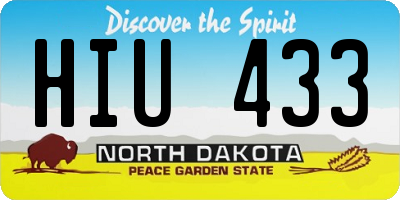 ND license plate HIU433