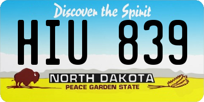 ND license plate HIU839