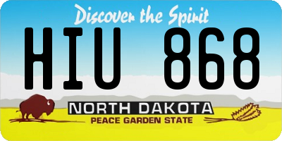 ND license plate HIU868