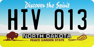 ND license plate HIV013