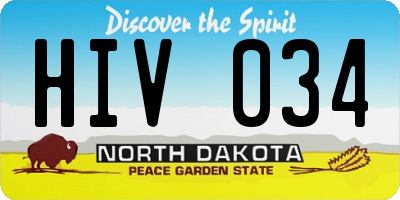 ND license plate HIV034