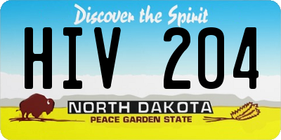 ND license plate HIV204