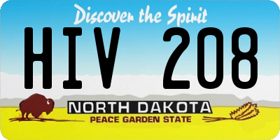 ND license plate HIV208