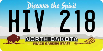 ND license plate HIV218