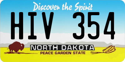 ND license plate HIV354