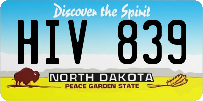 ND license plate HIV839