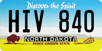 ND license plate HIV840