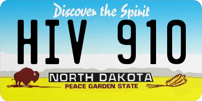 ND license plate HIV910