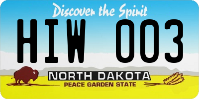 ND license plate HIW003