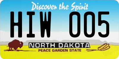 ND license plate HIW005