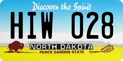 ND license plate HIW028