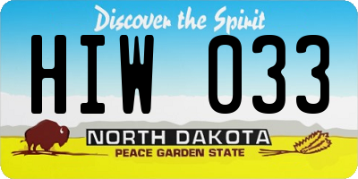 ND license plate HIW033