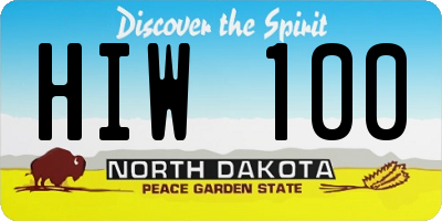 ND license plate HIW100