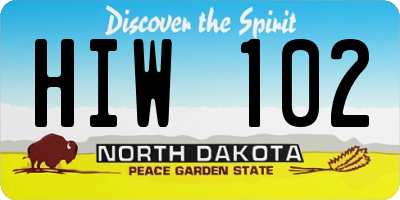 ND license plate HIW102