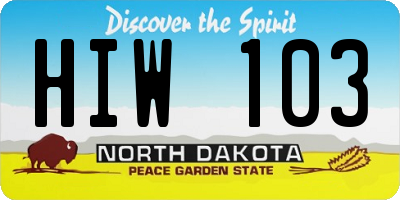 ND license plate HIW103