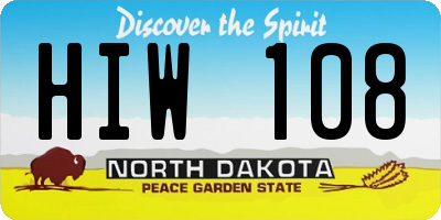 ND license plate HIW108