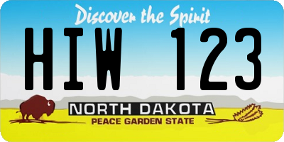 ND license plate HIW123