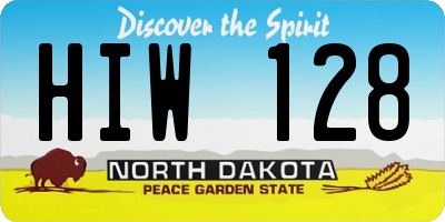 ND license plate HIW128