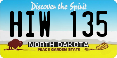 ND license plate HIW135