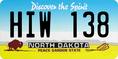 ND license plate HIW138