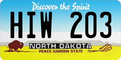 ND license plate HIW203