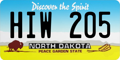 ND license plate HIW205