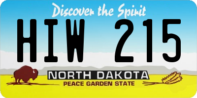 ND license plate HIW215