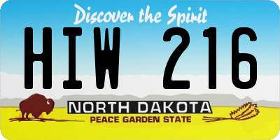 ND license plate HIW216