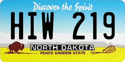 ND license plate HIW219