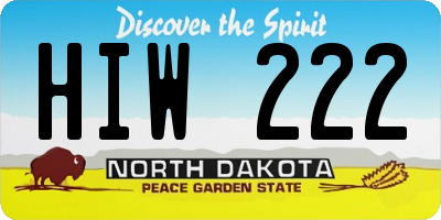 ND license plate HIW222