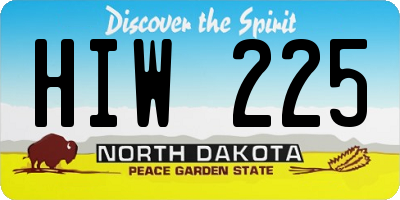 ND license plate HIW225