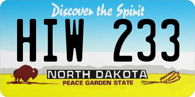 ND license plate HIW233