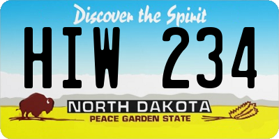 ND license plate HIW234