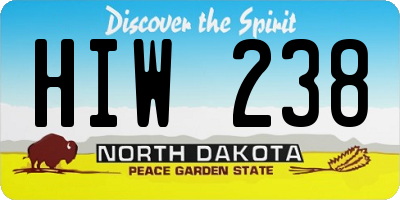 ND license plate HIW238