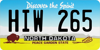 ND license plate HIW265